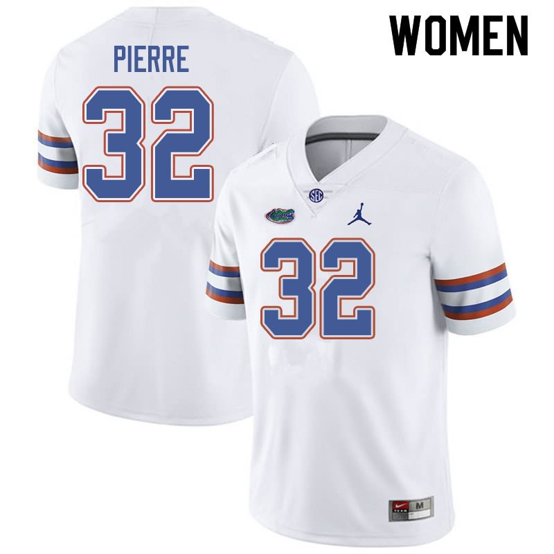 Women's NCAA Florida Gators Jesiah Pierre #32 Stitched Authentic Jordan Brand White College Football Jersey ZMM2665VQ